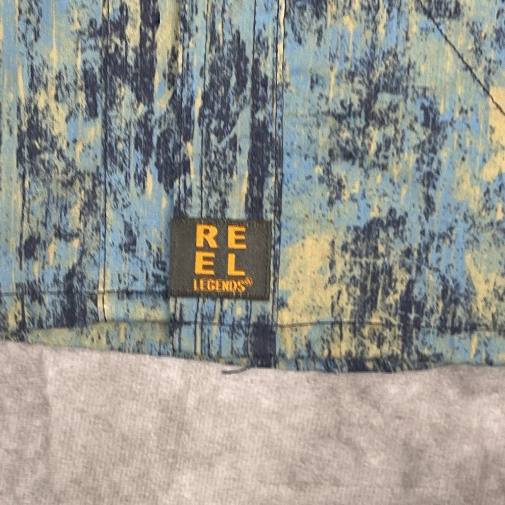Reel Legends Performance Outfitters Men's Small L/S Blue/Green Camo Shirt - Picture 4 of 12